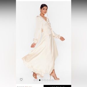 Nasty Gal Satin Cowl Back Wrap Dress Size 10 (US) NWT